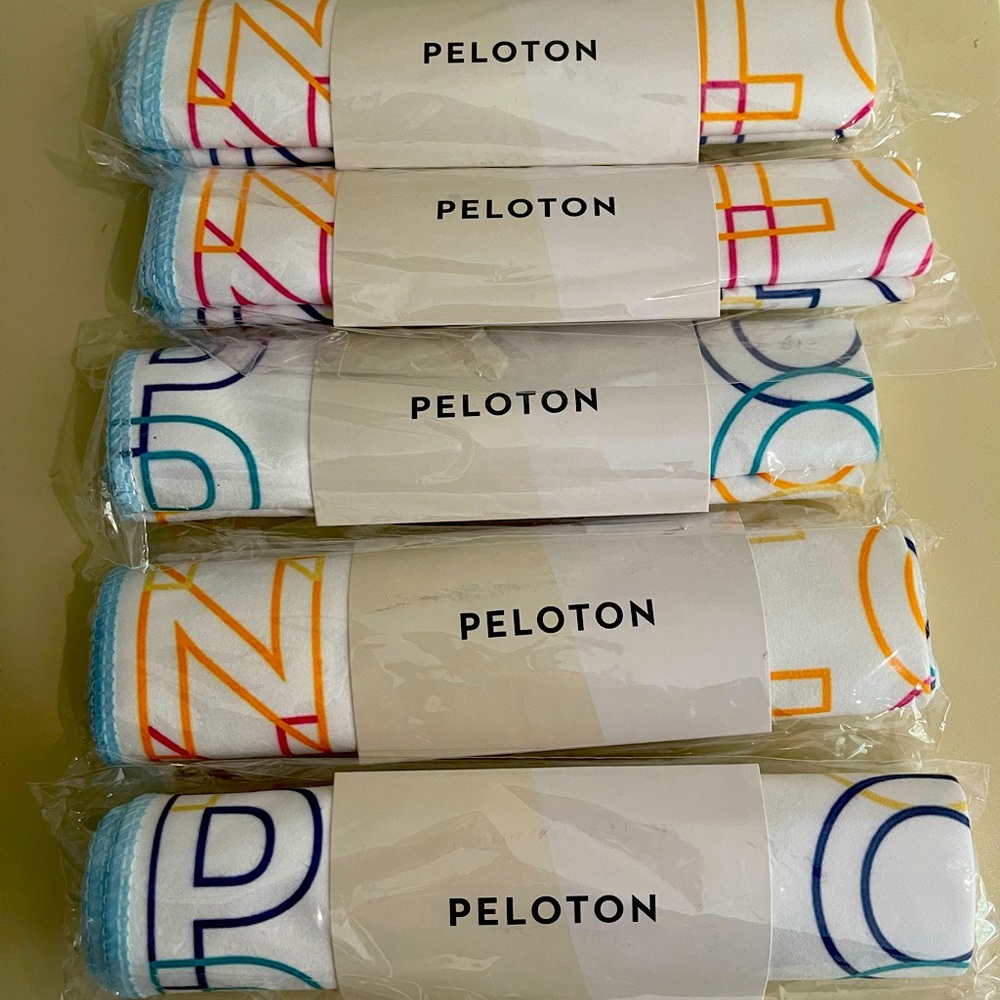 Peloton Microfiber Sweat Towel  26" x 16"  green/blue/yellow NWT- FOR SET OF 2